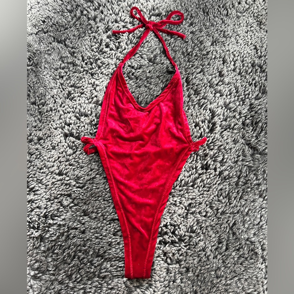 Red Halter One-Piece Swimsuit
